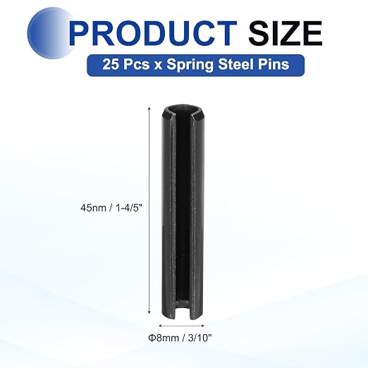 MECCANIXITY 25Pcs Slotted Split Roll Pins 3/10 Inch Dia. 1-4/5 Inch Length 65Mn - Image 2
