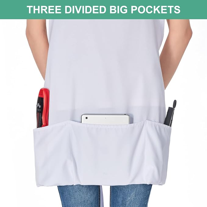 Jubatus 2 Pack 3 Pockets Adjustable Bib Apron Chef Kitchen Cooking Aprons - Image 2