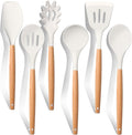 E-far White Cooking Utensils Set of 6, Silicone Kitchen Utensils by E-far