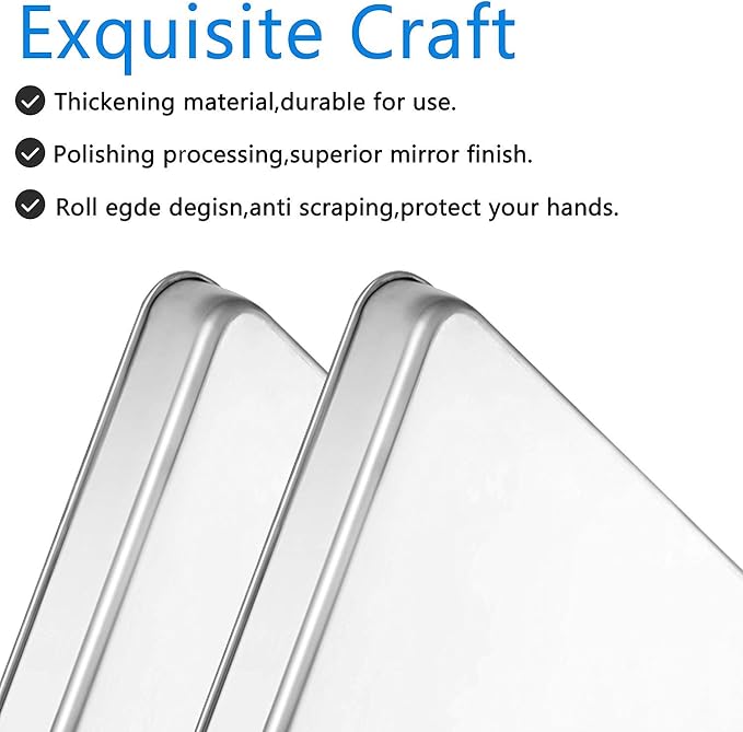 Baking Sheets Set of 2, Bastwe 16 inch Cookie Sheets & Stainless Steel Baking - Image 5