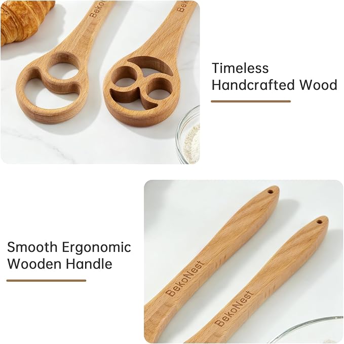 Danish Dough Whisk, 2 Pack Wooden Sourdough Bread Whisk, Seamless One-Piece - Image 5