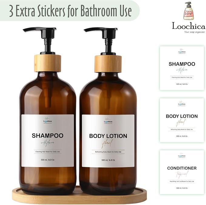 LOOCHICA Amber Glass Soap Dispenser Set - Image 6