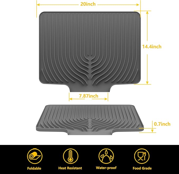 Silicone Drying Mat for Kitchen Counter, Dish Drying Rack Matt - Image 7