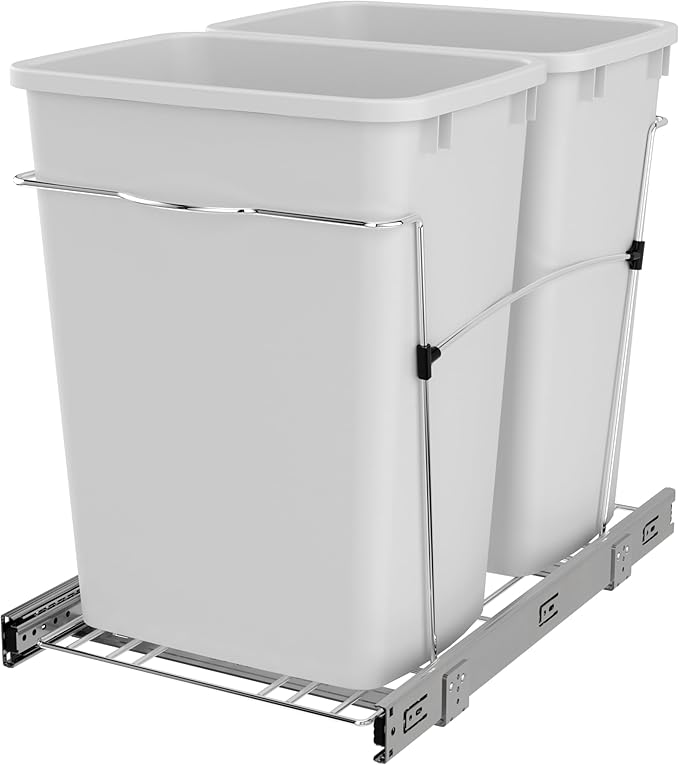 Rev-A-Shelf RV-18KD-11C S Double Pullout Trash Can by Rev-A-Shelf