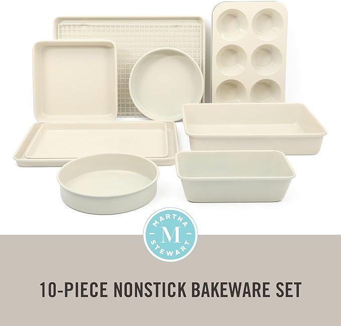 Martha Stewart Gallen 10 Piece Baking Pans Ceramic PFA Free Non Toxic Non Stick - Image 2