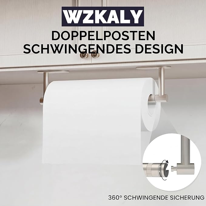 Paper Towel Holder Under Cabinet, Self Adhesive or Wall Mounted SUS304 - Image 4