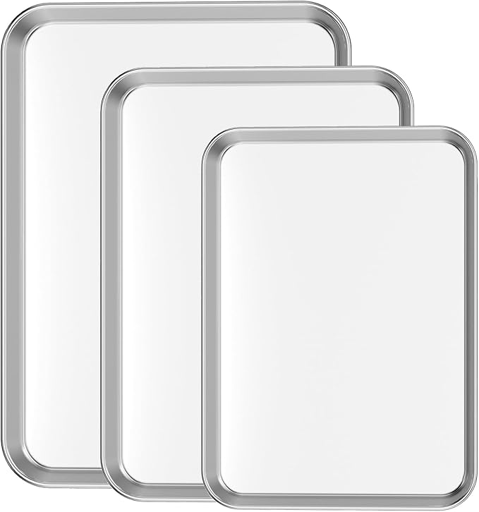 Cookie Sheet Baking Sheet Set of 3, Bastwe Commercial Grade Stainless Steel by BASTWE