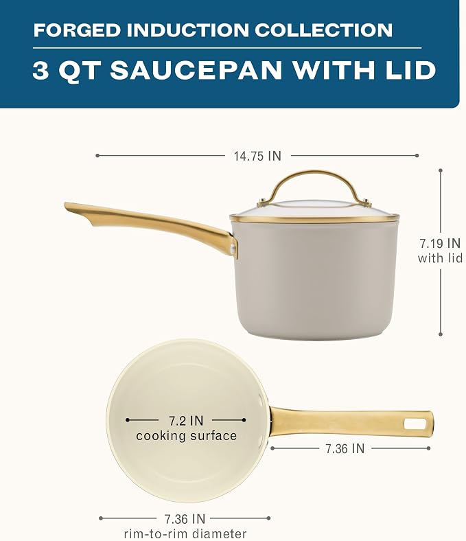 Farberware Forged Induction Ceramic Nonstick Sauce Pan/Soup Pot, Dishwasher Safe - Image 2