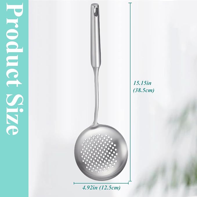 Slotted Spoon, Stainless Steel Strainer Metal Skimmer Spoon - Image 4