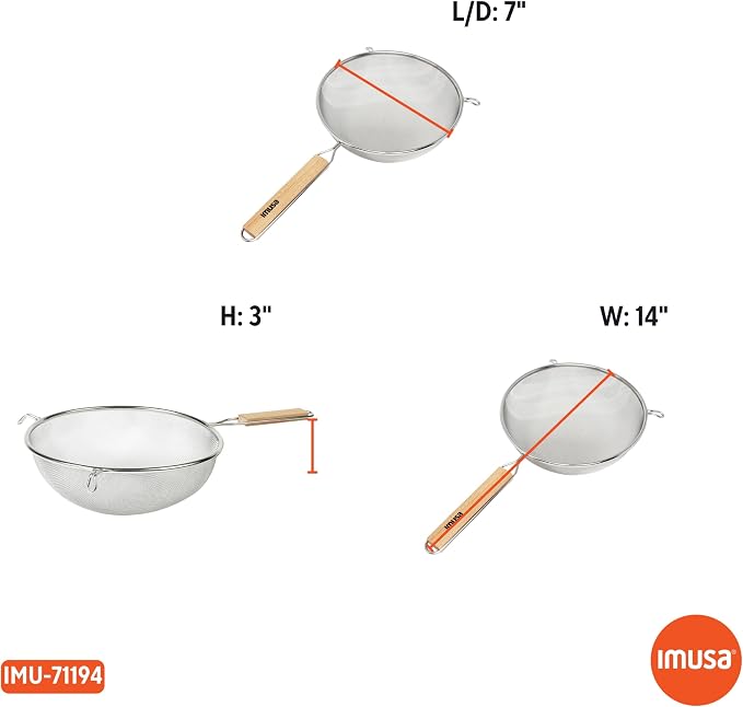 IMUSA USA Wood Stainless Steel Strainer Handle 8-Inch - Image 8