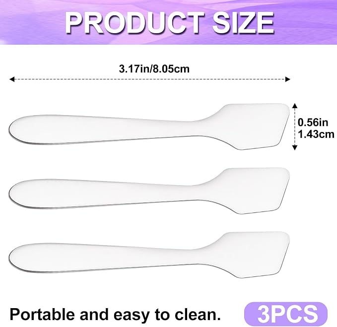 Pndeyo 3pcs Mini Stainless Steel Makeup Spatula, Reusable Cosmetic Cream - Image 2