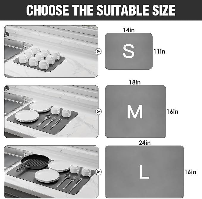 Dish Drying Mat for Kitchen Counter Super Absorbent Drainer Mats - Image 6