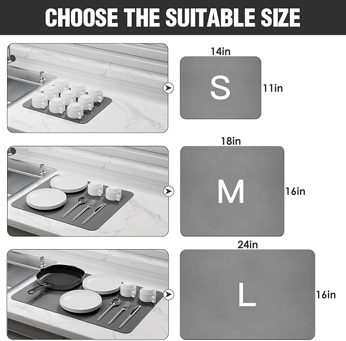 Dish Drying Mat for Kitchen Counter Super Absorbent Drainer Mats - Image 6