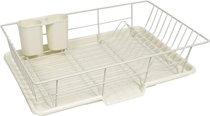 Sweet Home Collection Metal, Plasic 3 Piece Dish Drainer Rack Set by SweetHomeCollection