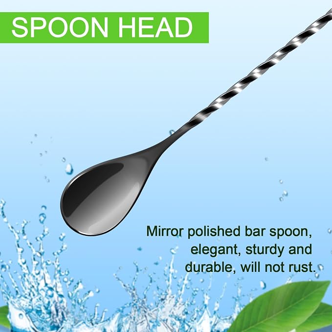 BRIOUT 2 Pcs Bar Spoon, 12 Inches Long Handle Drink Stirrer, Stainless Steel - Image 3