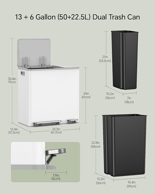 Lovewind Dual Trash and Recycling Bins - Image 2