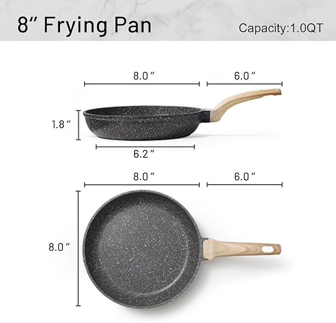 CAROTE Nonstick Frying Pan Skillet, Non Stick Granite Fry Pan Egg Pan Omelet - Image 2