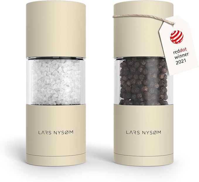 LARS NYSØM Salt and Pepper Grinder Set, Manual Salt and Pepper Mills by LN