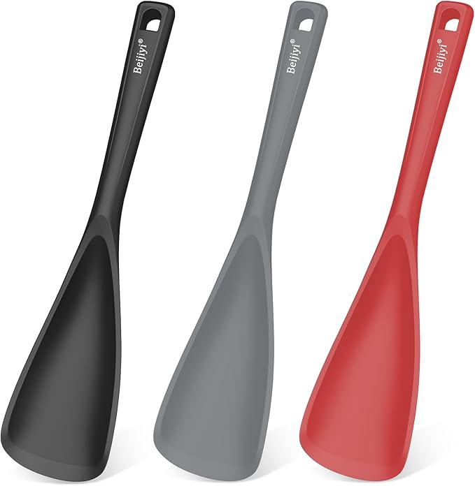Beijiyi 3 Pack Silicone Cooking Spoons, 12.6 In Multifunction Spatula Spoon by Beijiyi