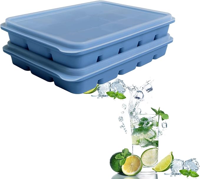 Ice Cube Trays Set of 2, Easy Release 15 Flexible Silicone Ice Cube Molds by Tvmania