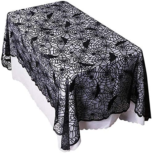 Rectangular Halloween Tablecloth, Halloween Bat Spider Web Tablecloth