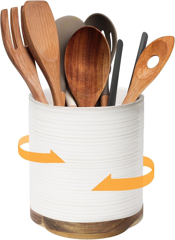 DOWAN 360° Rotating Extra Large Cooking Utensil Holder, 7.6" Kitchen Utensil by DOWAN