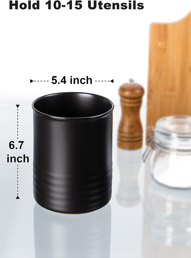 ABRUTY Utensil Holder, 6.7" Ceramic Kitchen Utensil Crock - Image 2