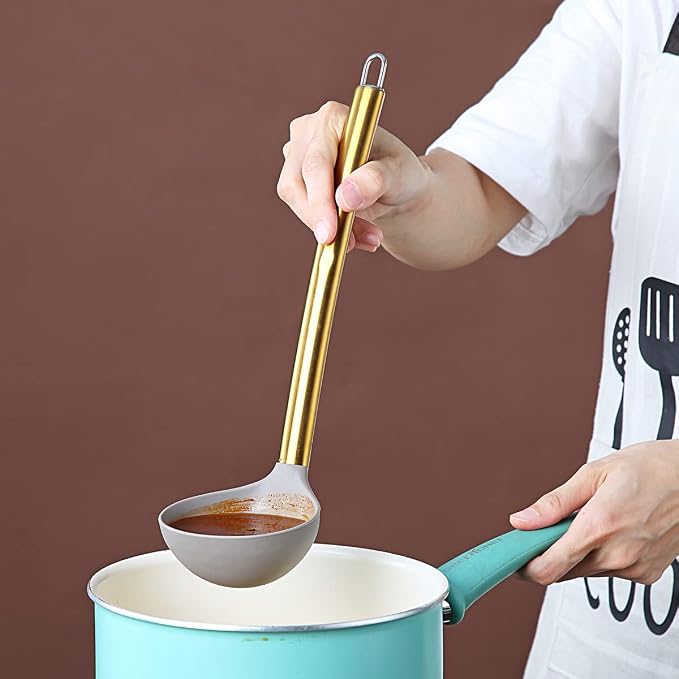 Gold Ladle, Berglander Non-stick Silicone Kitchen Ladle - Image 6