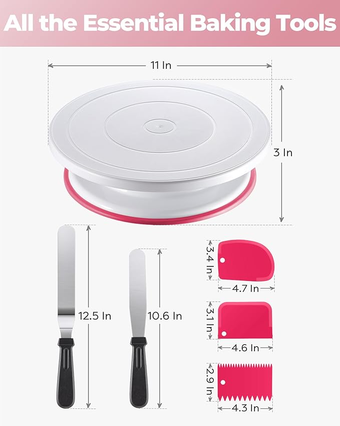 Kootek Cake Decorating Kit Baking Supplies Set Cake Turntable - Image 7