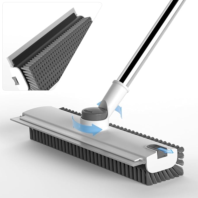 Scrub Brush with Long Handle, Floor Scrub Brush Squeegee Broom by DOLPLEAP