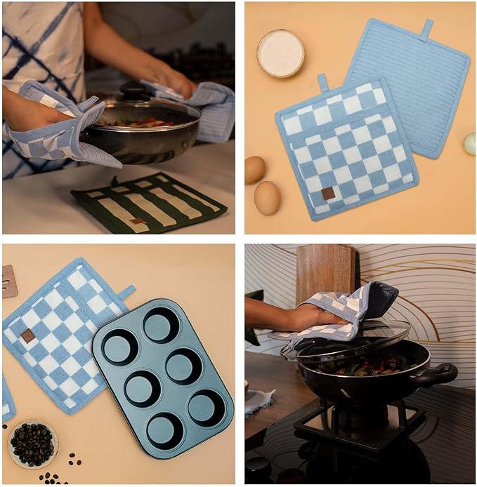 Folkulture Pot Holders for Kitchen | Pack of 2 Ribbed Soft Silicone Hot Pads - Image 7