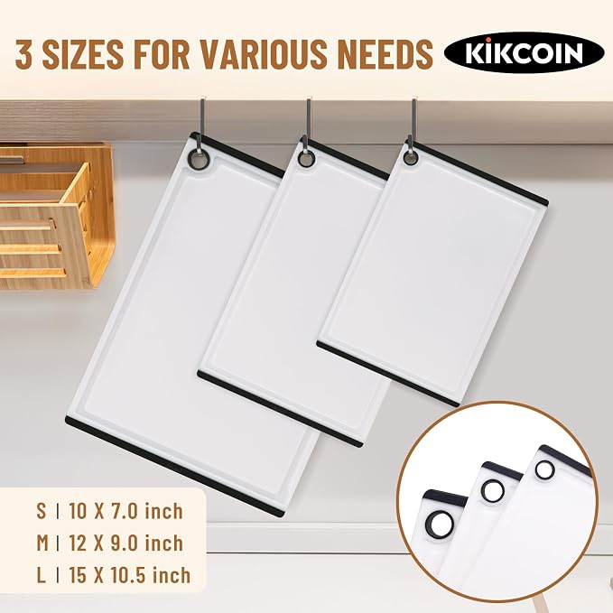 Kikcoin Plastic Cutting Boards for Kitchen, 3-Piece Large Cutting Board Set - Image 2