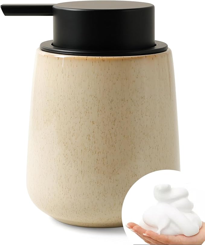 Bosilunlife Ceramic Foaming Soap Dispenser - 12Oz Bathroom Countertop Kitchen by BosilunLife