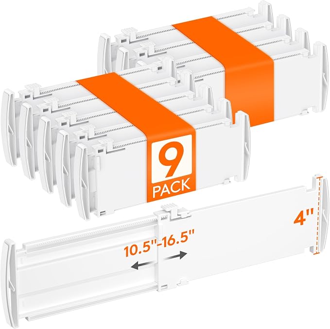 Lifewit 4" Tall 9 Pack Drawer Dividers, 27-42cm/10.5-16.5" Expandable Drawer by Lifewit