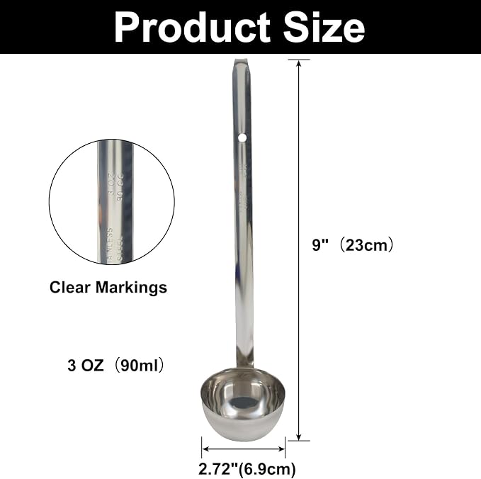 3 Oz Stainless Steel Ladle, Portioning and Serving Soup and Stew in Restaurants - Image 2