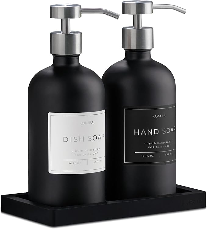 Glass Soap Dispenser Set of 2 by Unknown