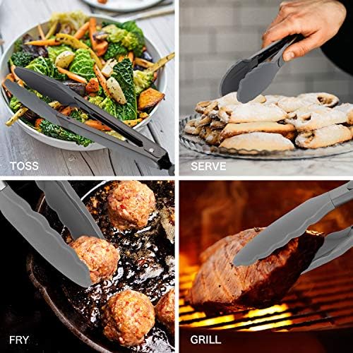 Country Kitchen Silicone-Tipped Tongs, Gray