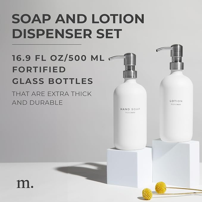 MaisoNovo Soap Dispenser 2-Piece Set | 16.9oz White Bottles - Image 2