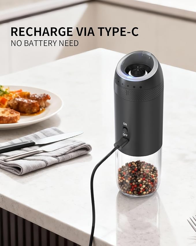 CIRCLE JOY Gravity Electric Salt and Pepper Grinder Set Rechargeable Automatic - Image 2
