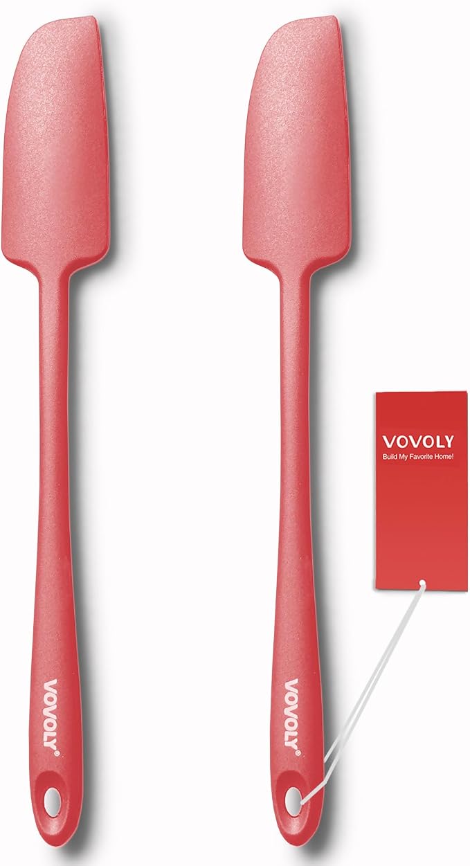 2-Pack Vovoly Silicone Jar Spatulas, Small Seamless Design Rubber Scraper by VOVOLY