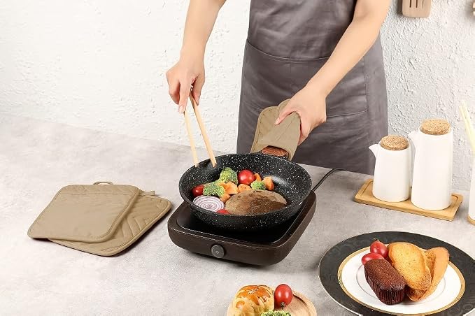 Oven Pot Holder with Pocket Cotton Heat Resistant Coaster Potholder Kitchen Hot - Image 4