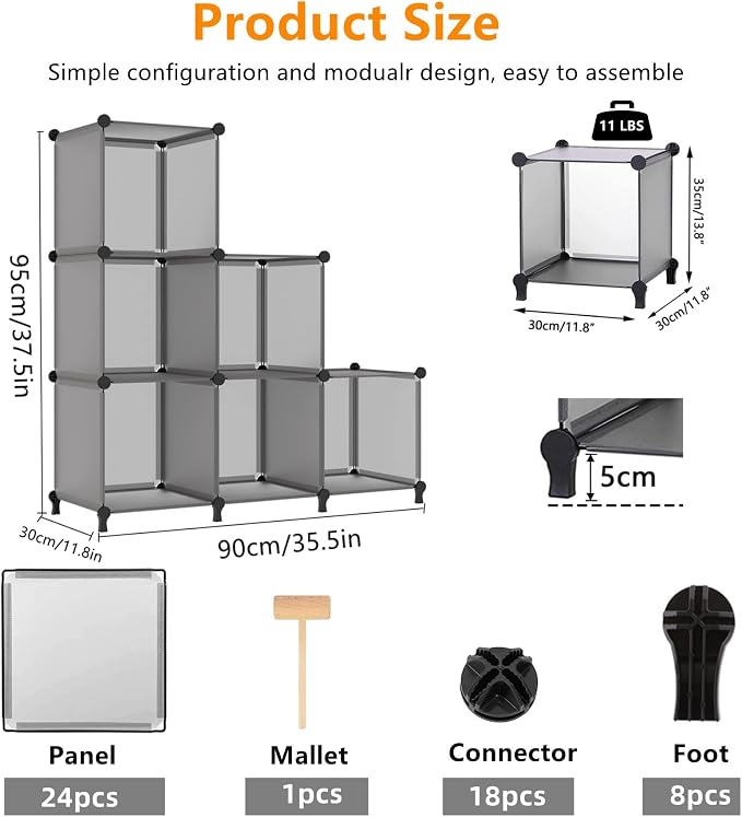 AWTATOS Cube Storage Organizer, Storage Cubes Shelves Bookshelf, 6 Cube Closet - Image 3