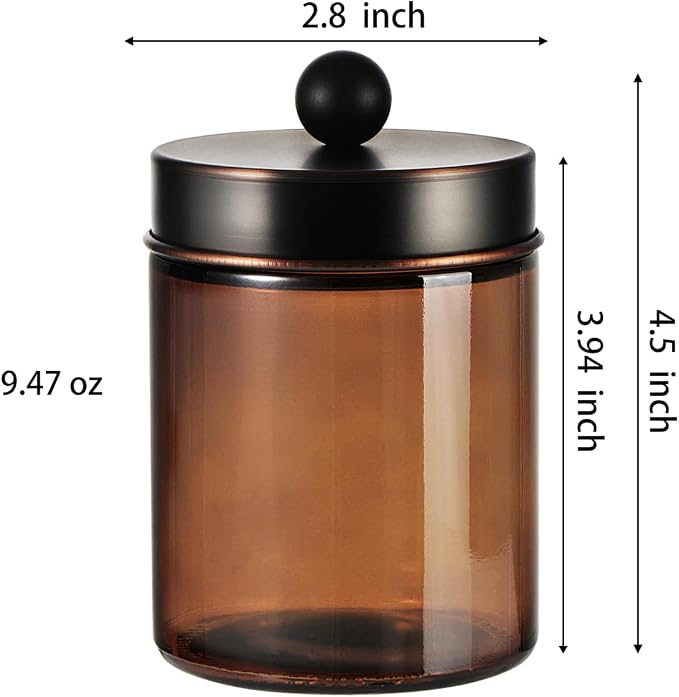 Amber Glass Qtip Holder, Apothecary Jars - Image 7