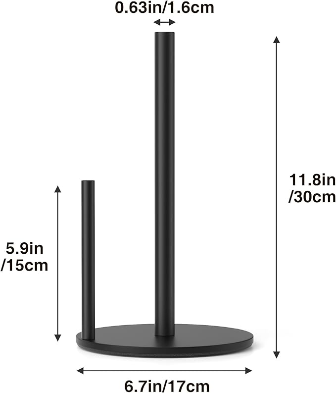 Paper Towel Holder Black, Premium Stainless Steel Kitchen Roll Dispenser - Image 5