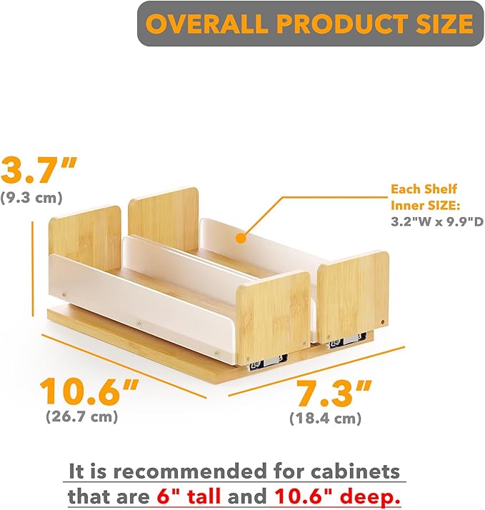 SpaceAid Bamboo Pull Out Spice Rack Organizer - Image 3