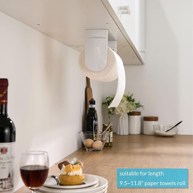 simpletome ONE Hand Tear Paper Towel Holder Under Cabinet Adhesive or Drilling - Image 7