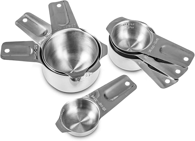 Set of 7 Heavy Duty Measuring Cups, 18/8 Stainless Steel - Image 2
