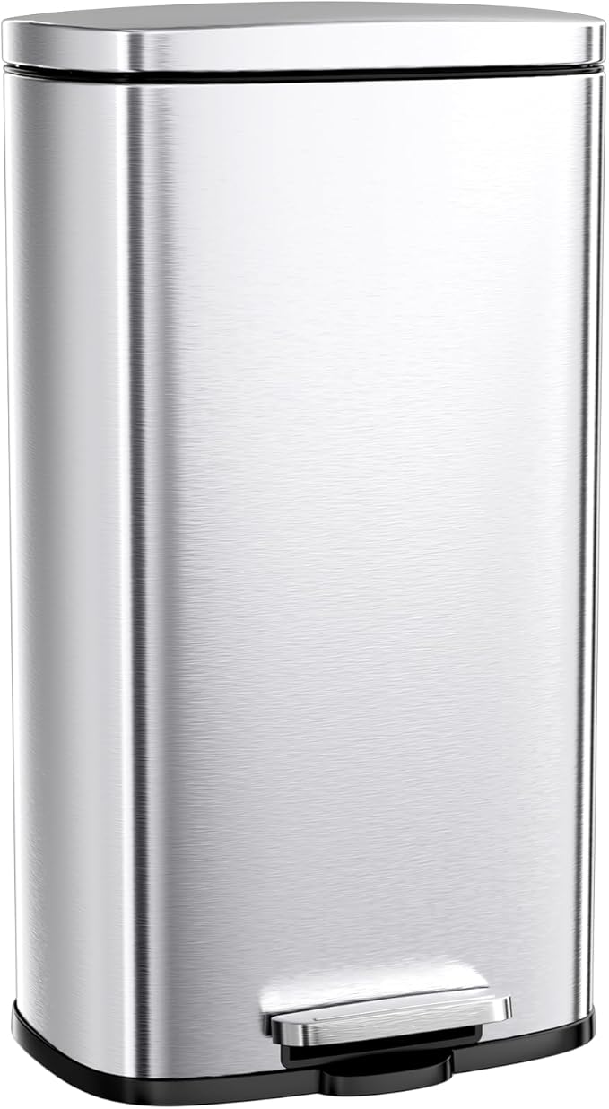 Arlopu 8 Gallon Step Trash Can, Stainless Steel Garbage Bin, Soft-Close Rubbish by Arlopu