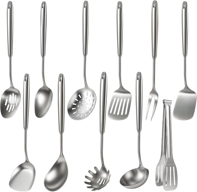 Newness 11 Pcs Cooking Utensils Set, 304 Stainless Steel Kitchen Utensils Set by NewnessFocusOnStainlessSteel