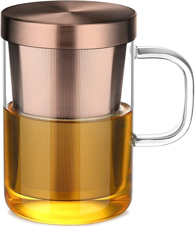ecooe Tea Infuser Mug 16.9oz Glass Tea Cup by ecooe